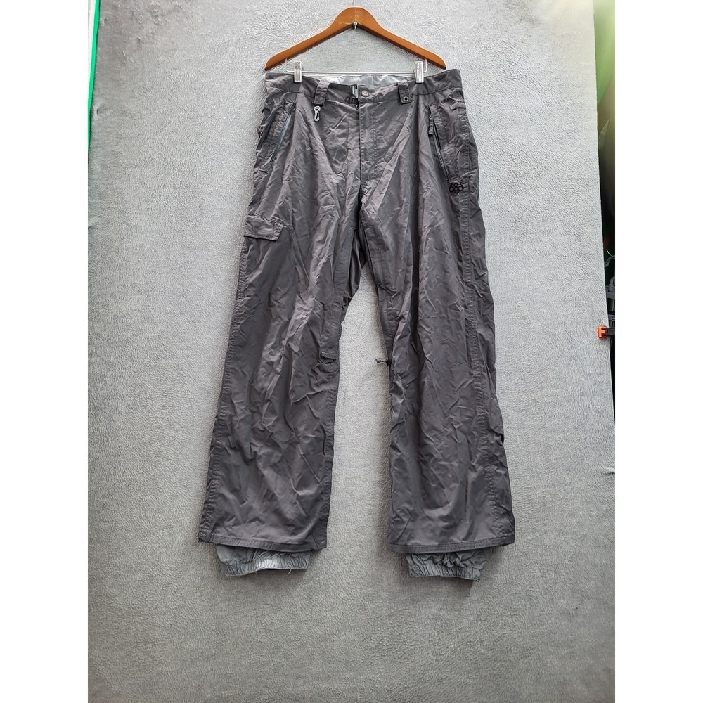 686 Men Snow Pants XL Gray Embroidered Mannual Thermal‎ Rate 4 Snowboard Ski